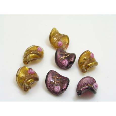 40 Twisted foiled Lampwork Beads