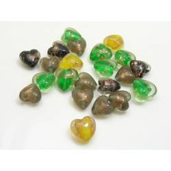110 Glass Heart Beads with Glitter, Jewellery, Craft