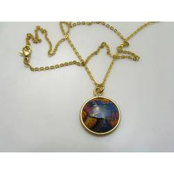 Vintage Cabochon Necklace, Gold