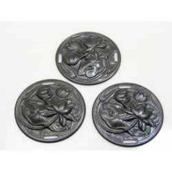 5 Black Round Ribbon Slides, Vintaj