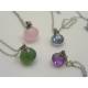 Gemstone Pendant Necklace, Choose your Gemstone, Chalcedony, Mystic Quartz, Amethyst, Serpentine,