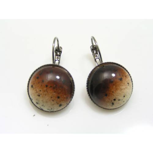 Brown Resin Cabochon Earrings