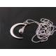 Crescent Moon Necklace with Cat's Eye Drop and Crystals