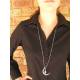Crescent Moon Necklace with Cat's Eye Drop and Crystals