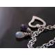 Stainless Steel Bracelet with Heart Charm, Labradorite and Amethyst