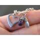 Stainless Steel Bracelet with Heart Charm, Labradorite and Amethyst