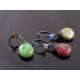 Silver Green Wire Wrapped Czech Glass Drop Earrings