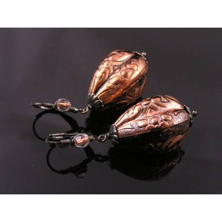 Vintage German Copper Lucite Earrings