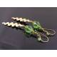 Long Spring Green and Gold Wire Wrapped Earrings