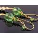 Long Spring Green and Gold Wire Wrapped Earrings