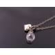 Cute Heart and Cubic Zirconia Necklace in Sterling Silver