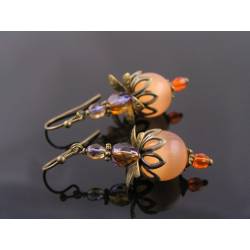 Orange Apricot Cats Eye Earrings