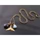 Whale Tail Necklace with Iolite and Aquamarine, available separately