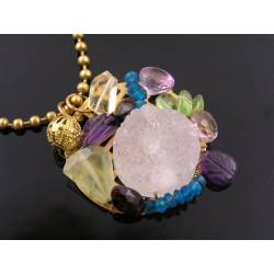 Collage Pendant with White Crystal Agate Drusy