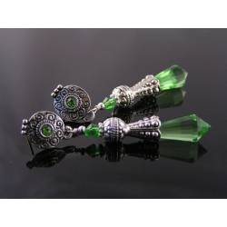 Ornate Green Crystal Earrings