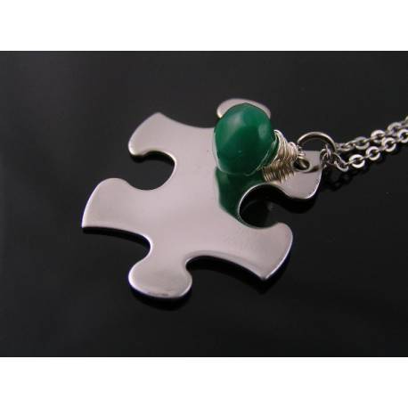 Puzzle Piece and Gemstone Necklace