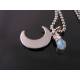 Copper Crescent Moon Necklace with Moonstone