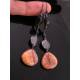 Long Fire Agate and Smokey Quartz Earrings