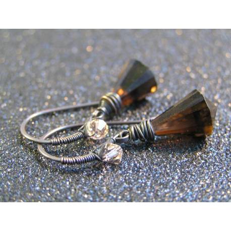 Smokey Quartz Chandelier Cut Drop Earrings