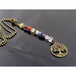 Tree of Life Necklace with Gemstones in Chakra Colours