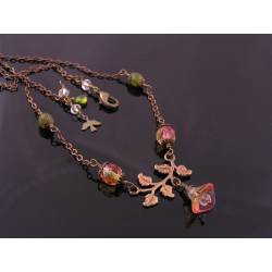 Vesuvianite and Fire Opal Flowers Necklace