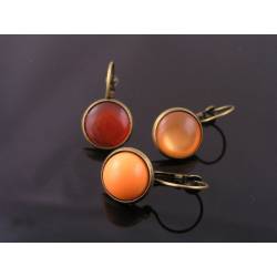 Orange Cabochon Sleeper Style Earrings