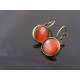 Orange Cabochon Sleeper Style Earrings