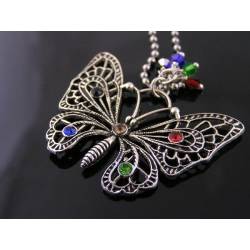 Filigree Butterfly Necklace with Hand-Set Crystals