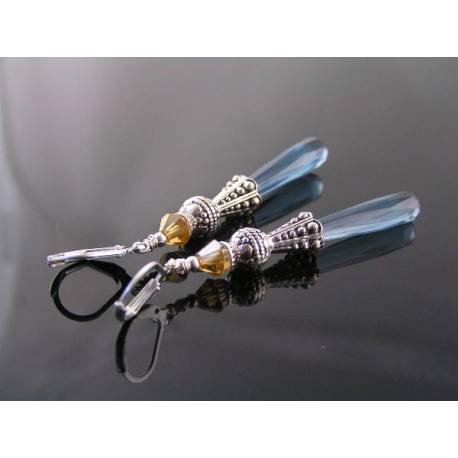 Long Elegant London Blue Drop Earrings