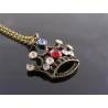 Red, Blue and White Rhinestone Set Crown Necklace