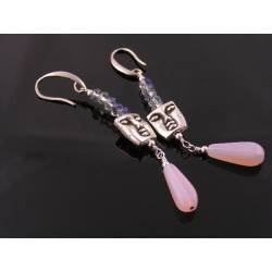 Crystal Earrings with Buddha Face Bead