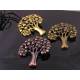 Leather Necklace with large Gold Tree and Black Spinel
