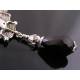 Silver Bat and Black Crystal Necklace, Halloween, Gothic Necklace