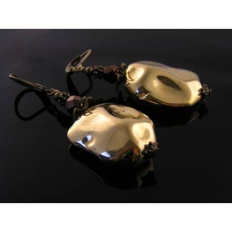 Large and Dramatic Vintage Acrylic Gold Nugget Earrings