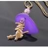 Purple Flower and Witch Charm Necklace