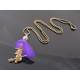 Purple Flower and Witch Charm Necklace, Halloween Necklace