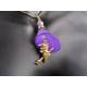 Purple Flower and Witch Charm Necklace, Halloween Necklace