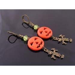 Carved Pumpkin and Scarecrow Earrings