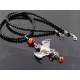 Bat Necklace - Black Onyx and Red Cubic Zirconia, Halloween Necklace