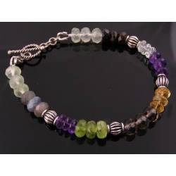 Gemstone Rondelle Sterling Silver Bracelet