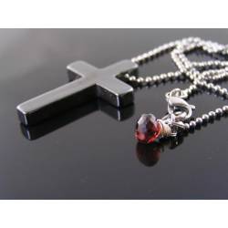 Classic Hematite Cross Necklace, Stainless Steel