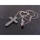 Classic Hematite Cross Necklace, Stainless Steel