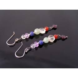 Chakra Gemstone Earrings, Sterling Silver