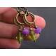 Purple Jade and Bright Green Czech Drop Earrings