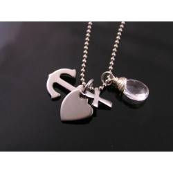 Faith, Love and Hope Necklace with Birthstone