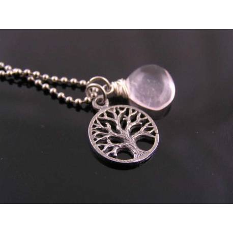 Tree of Life Necklace with Rose Quartz and Amethyst
