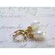 Shimmering Pearl White Crystal And Gold Earrings