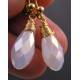 Shimmering Pearl White Crystal And Gold Earrings