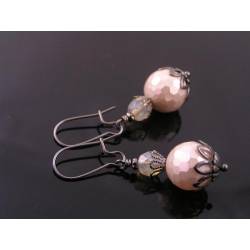 Faceted Pearl Earrings with Czech Beads