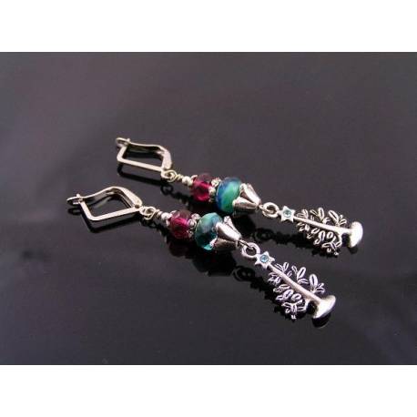 Crystal Set Christmas Tree and Czech Glass Earrings